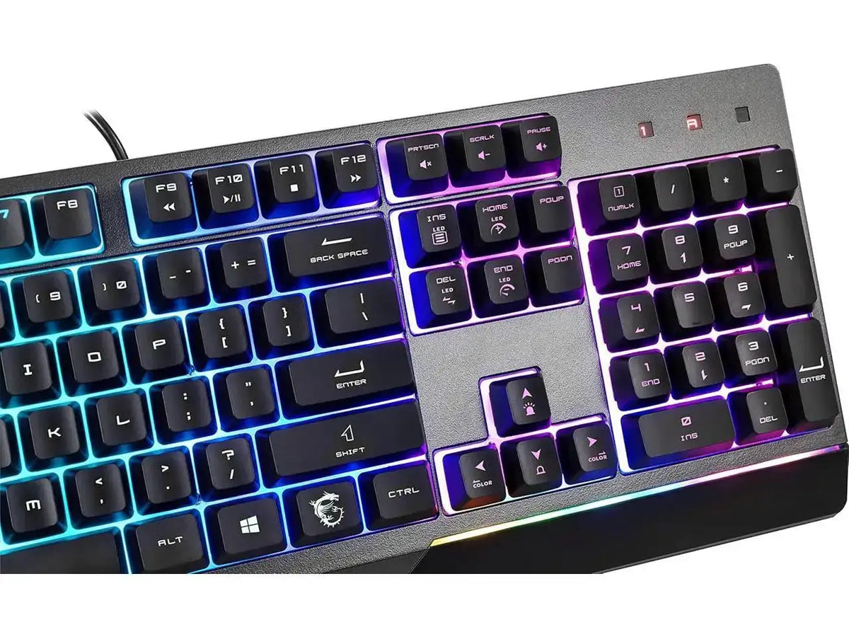 MSI Vigor GK30 Gaming Keyboard - Mechanical Membrane Switches, 6-Zone RGB, Water Repellent & Splash-Proof, 5000 DPI - Black