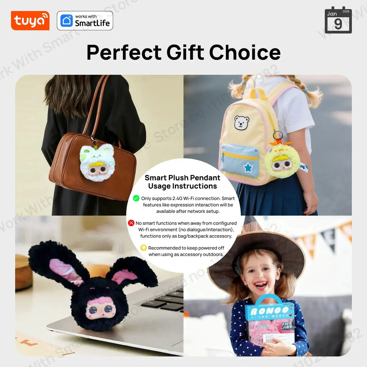 Tuya Smart AI Plush Robot W/LED Eyes & Voice Control, Interactive Smart Toy USB Rechargeable Companion for Kids Gifts/Smart Home