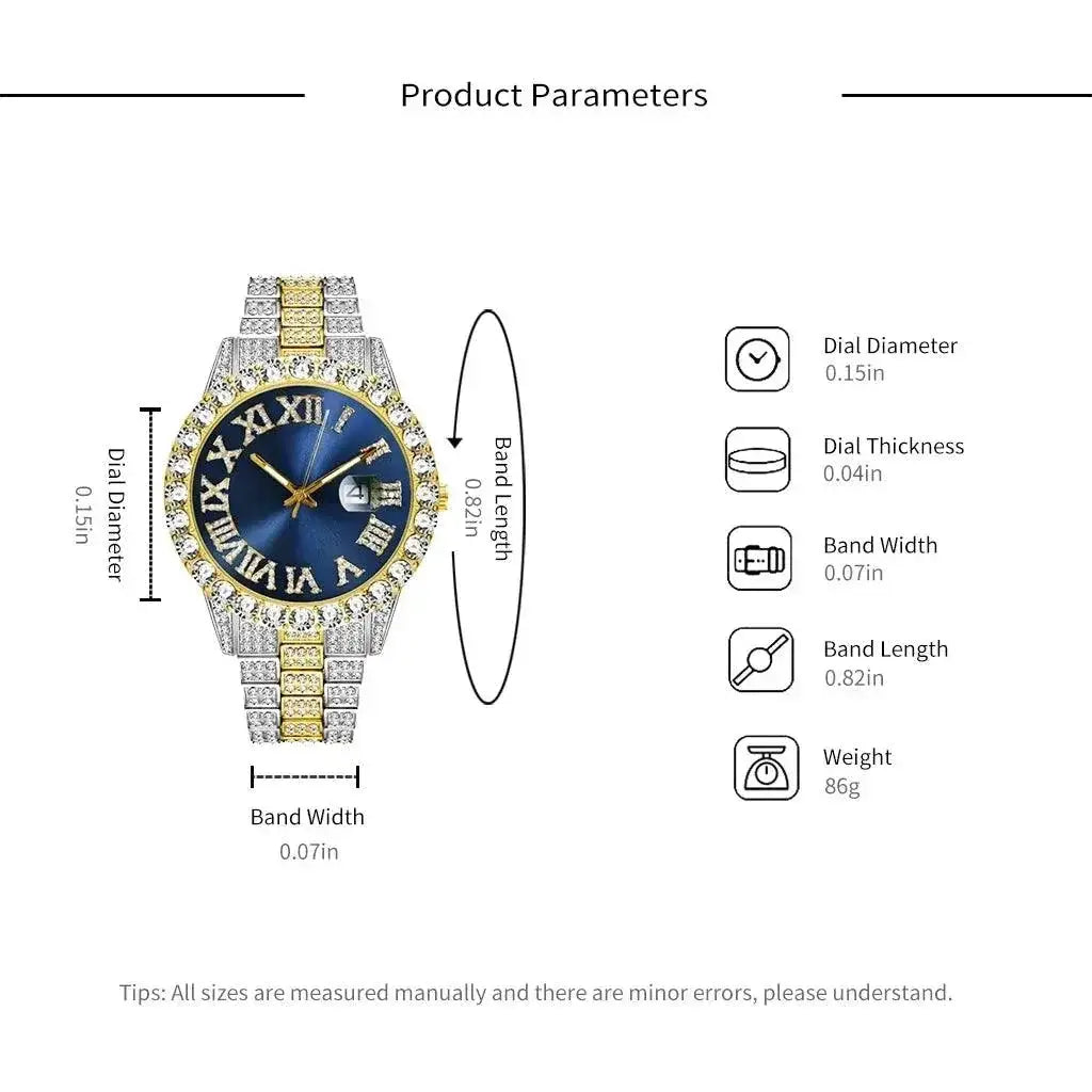 Luxury Diamond Hip Hop Watch For Men Quartz Bling Classic
