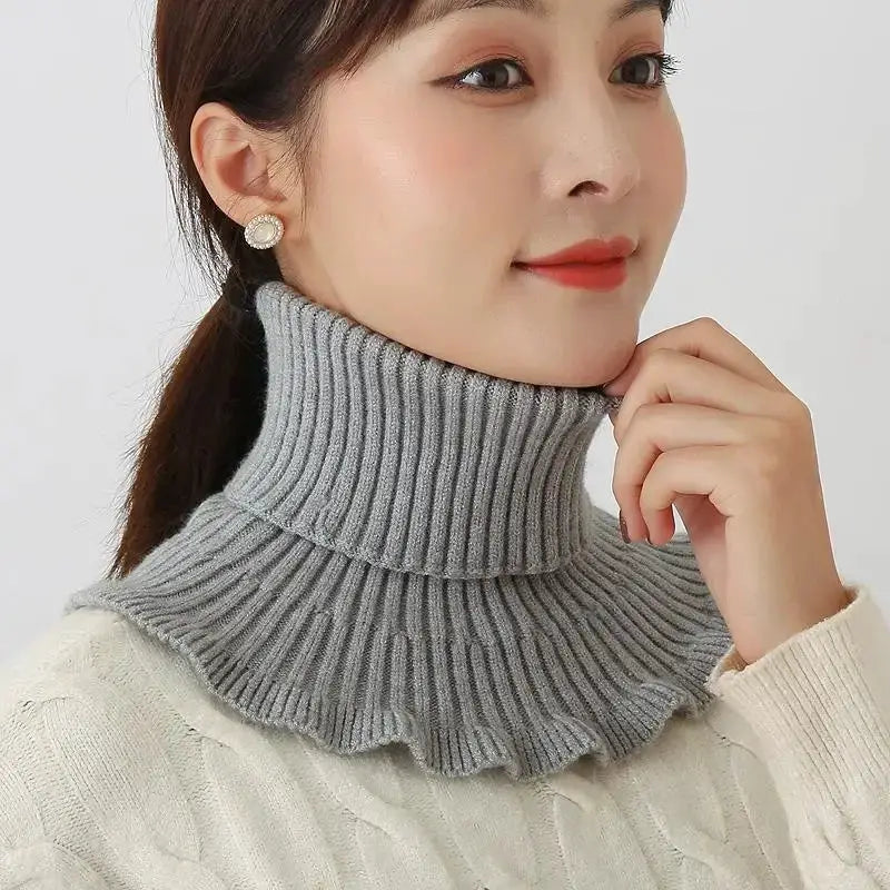 Warm Knitted Collar Women Turtleneck Detachable Neck Scarf