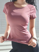 Sports T-Shirt Women Summer Breathable Sexy Beauty Back Fitness Wear