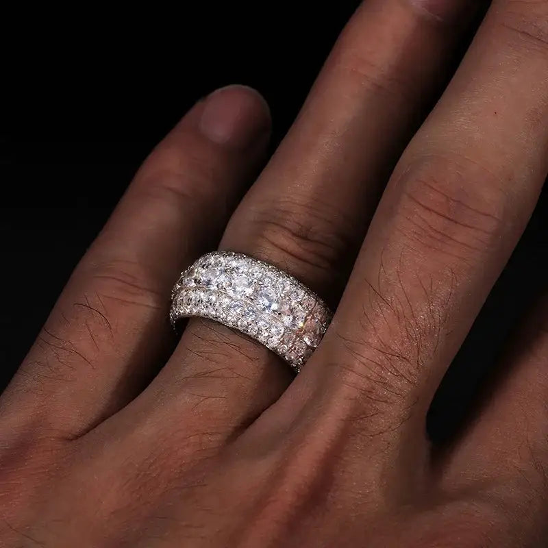 Sterling Silver Gold Plated Moissanite Hip Hop Ring — product image 2