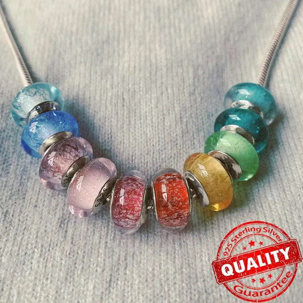 Colorful Heart Murano Glass Charm Sterling Silver Pandora