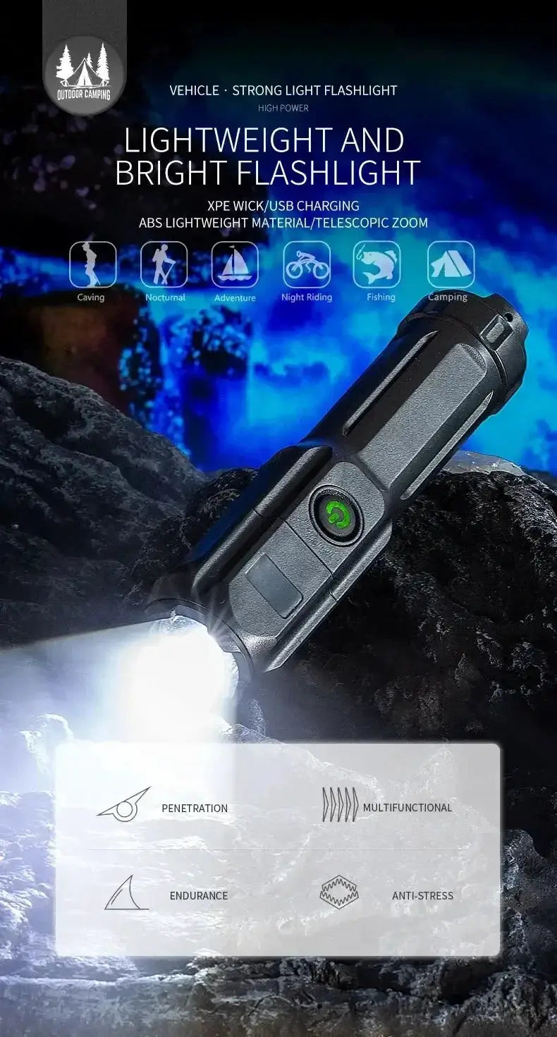 4 Lighting Modes LED Flashlights Telescopic Zoom Torch
