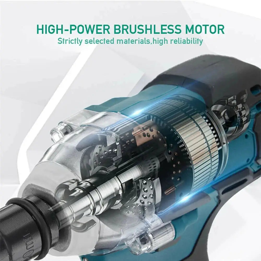 1/2 inch 520NM Brushless Cordless Electric Impact Wrench Power Tools Compatible 18V Battery Wrench with Toolbox Set