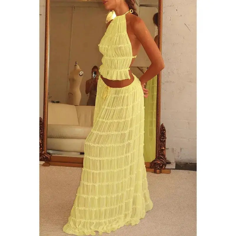 Elegant Beach Goddess Boho Chic 2 Piece Summer Outfit