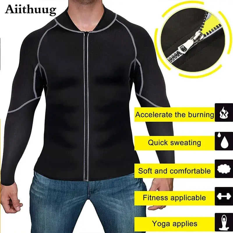 Mens Neoprene Sauna Suit For Weight Loss Thermal Shirt