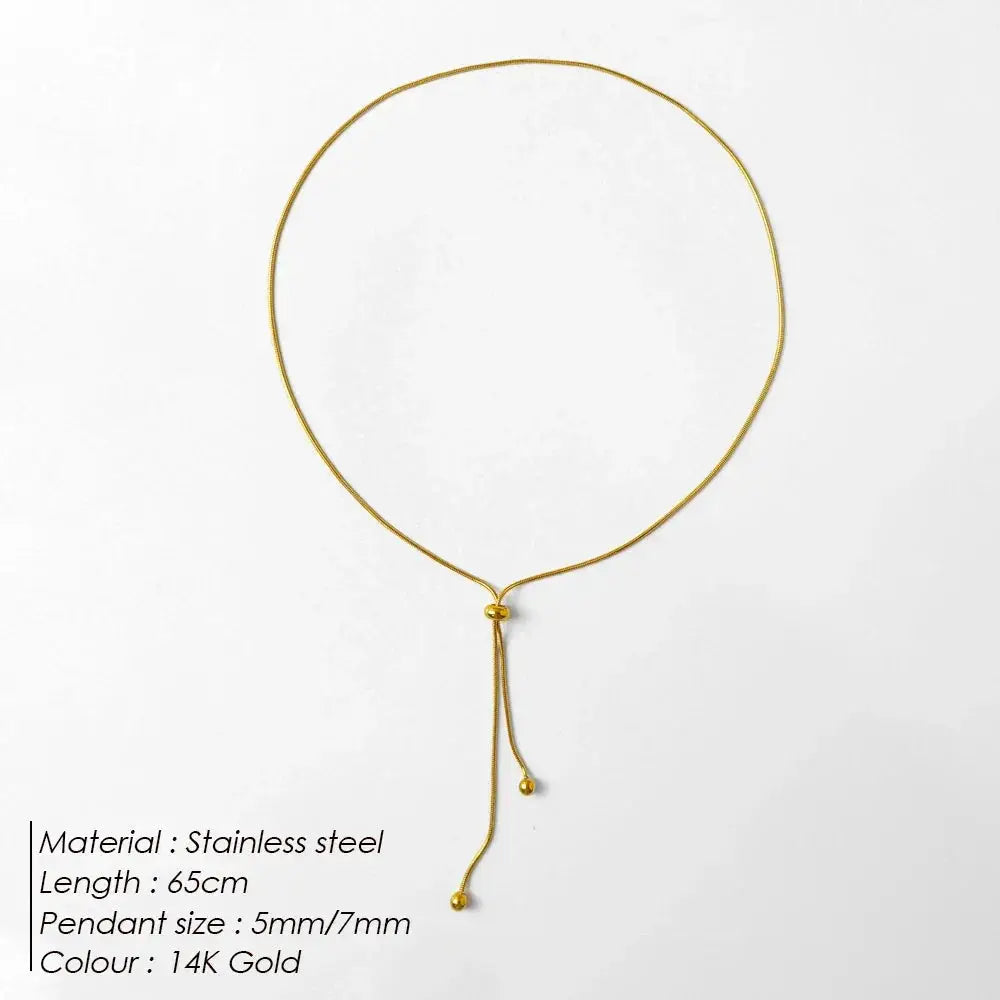 eManco Personalized Snake Chain Adjustable Y Necklace Women