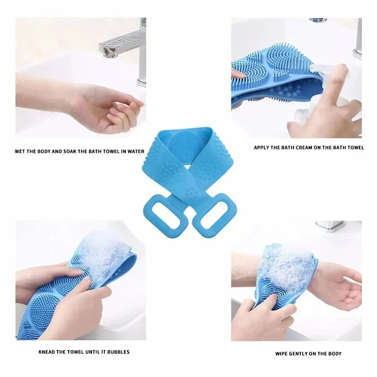 Silicone Bath Towel Massage Bath Brush Long Strip For Back