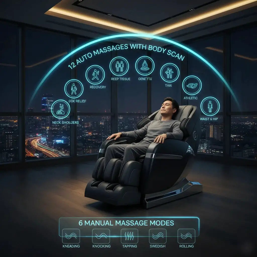 Coolfull Luxury Massage Chair Automatic Zero Gravity SL Type Guide Rail Musical Function for Home Use Waist Legs Foot Massager