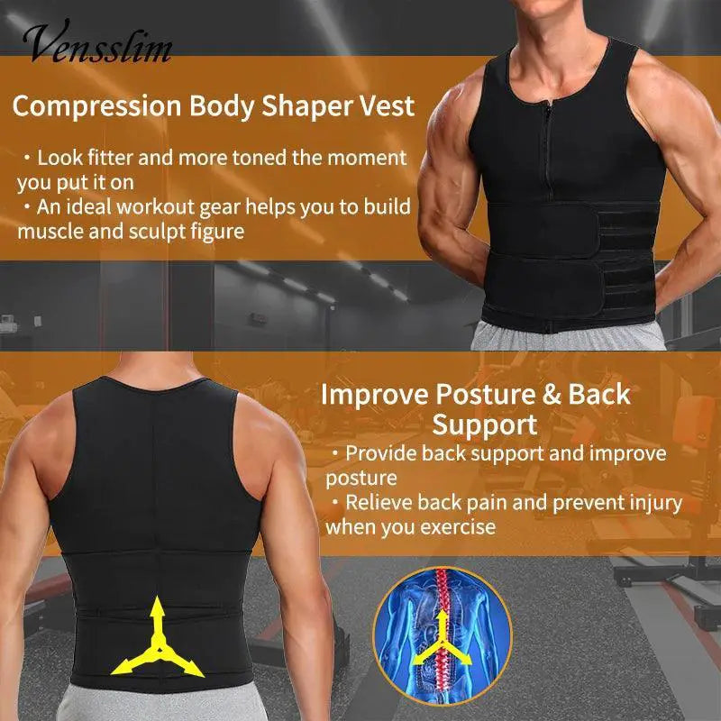 Mens Sauna Vest With Double Belt Ultimate Shapewear For Men