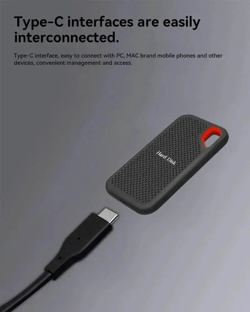 2TB/4TB Original External SSD Fast Transfer Solid State Drive 128TB Large Capacity Waterproof Hard Disk Storage for Laptop/PC