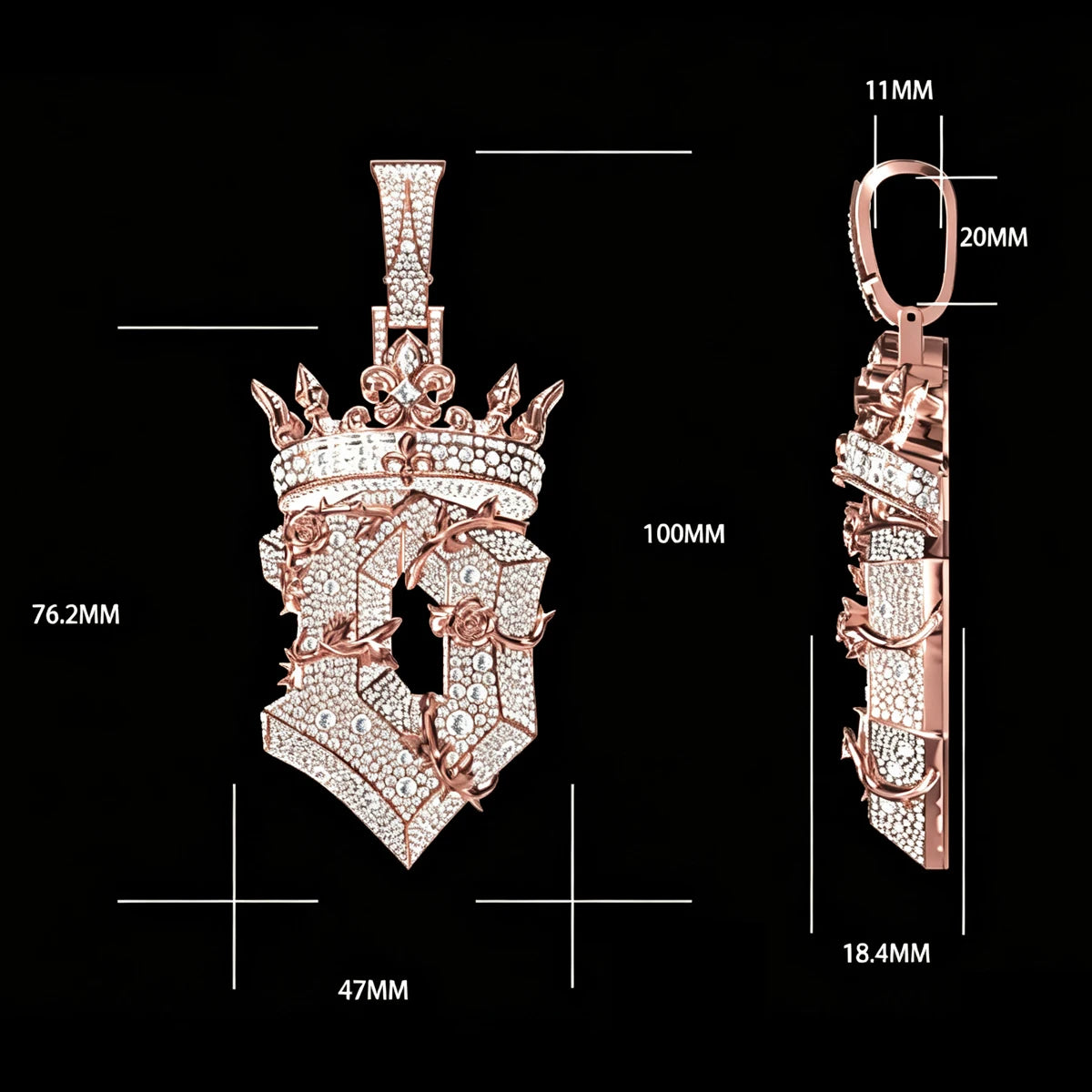 Iced Out Crown Rose Thorn