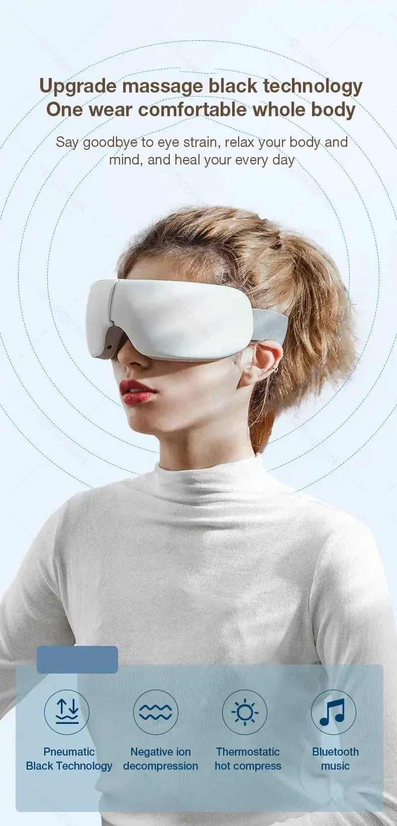 MUKASI Eye Massager With Heat Vibration Bluetooth Music