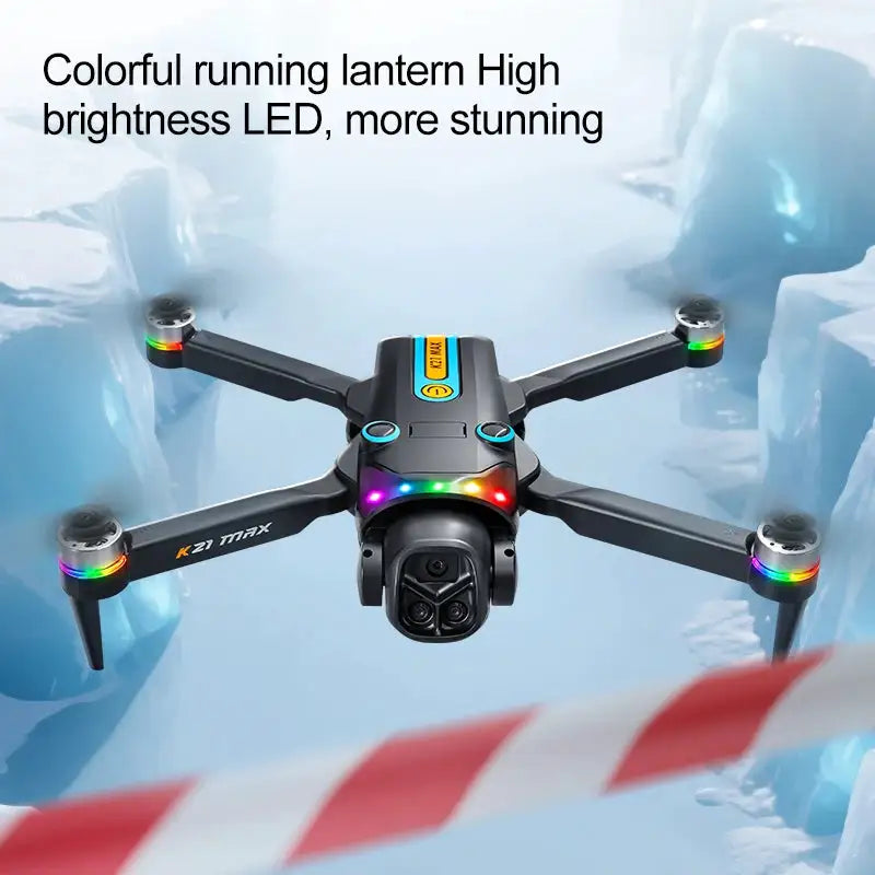 The K21MAX Drone, Equipped with a 4.3-Inch Built-in Screen Remote Controller, Is a Portable Remote-Controlled Quadcopter Suitable for Beginners. It Supports Optical Flow Hovering, Automatic Return-to-Home, and Makes a Great H