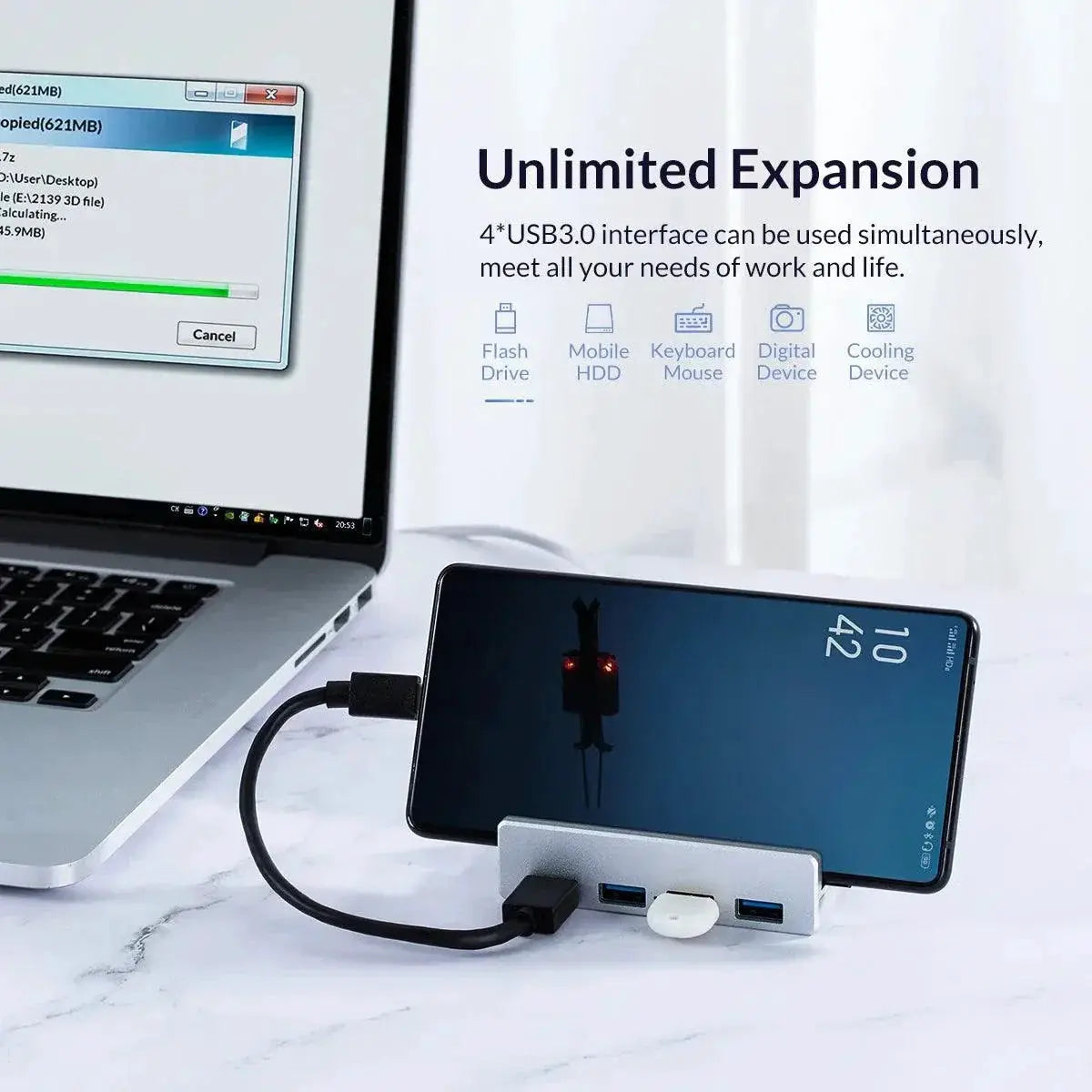 Usb Hub With Power Supply Multi Splitter For Fast Transfer