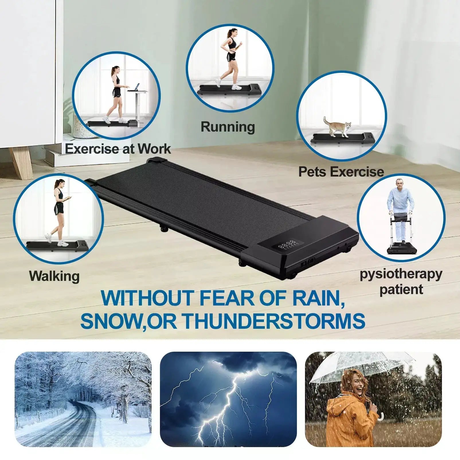 Walking Pad Treadmills 90 Cm Walking Area 265 Lbs Capacity Under Desk Treadmill For Home Office