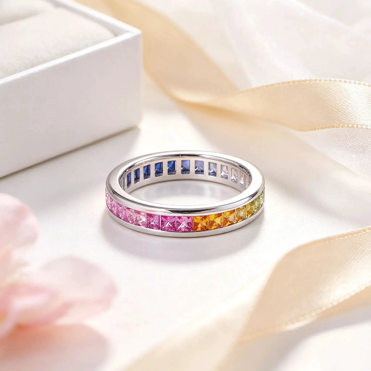 Fine Silver Moissanite Eternity Band — product image 2