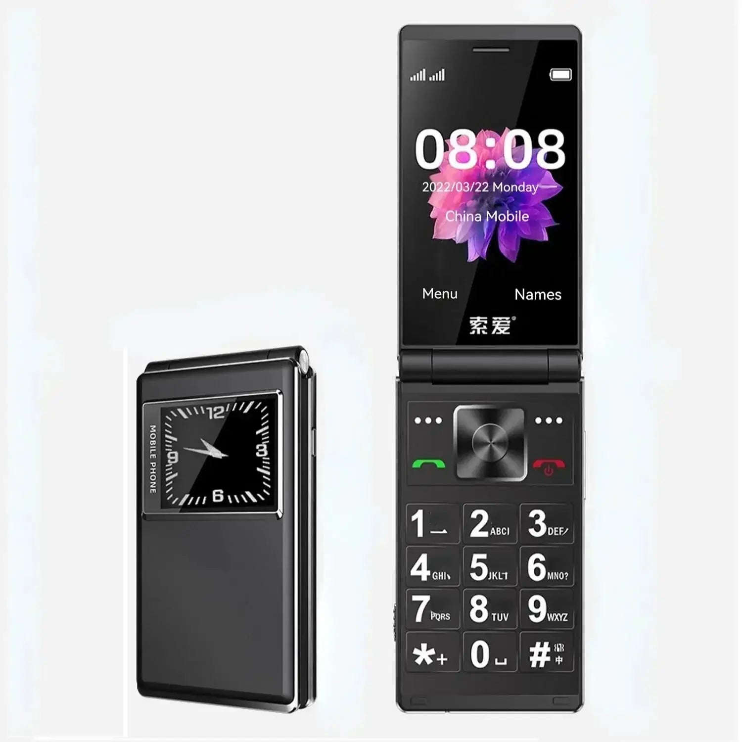 Foldable Flip Senior Phone Dual Display Large Key SOS