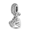 Inlaid Zircon Charm Beads Sterling