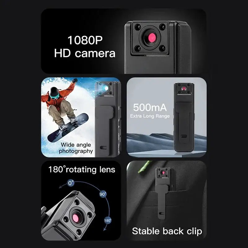 A9 Mini Handheld Camera 1080P Full HD Infrared Night Vision Outdoor Sports Riding Recorder Video Cam Back Clip Camcorder 2026New