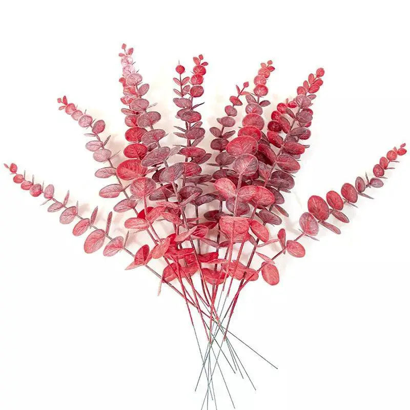 Stylish Gold Eucalyptus Leaves Artificial Plants 10 Pieces