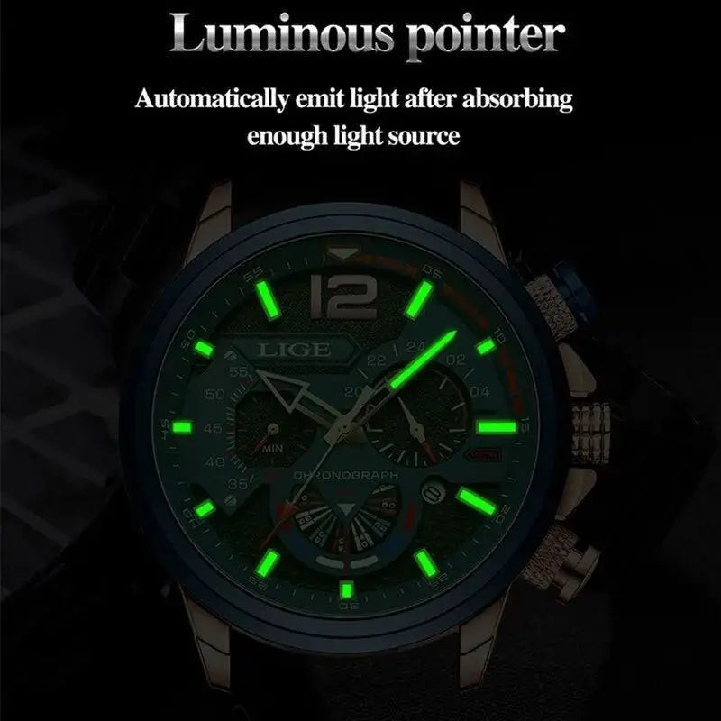 LIGE Chronograph Sport Watch for Athletes and Pilots
