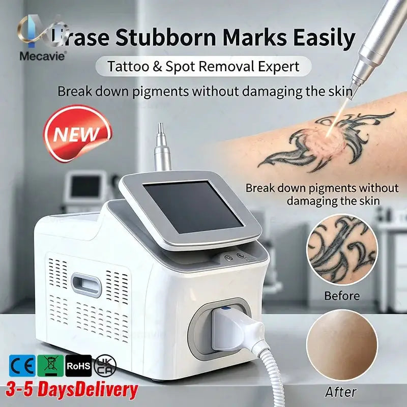 New Portable Pico Picosecond Q-Switch Nd Yag Laser 1064 532 1320 755nm Carbon Laser Peeling Tattoo Beauty Machine for Salon Home