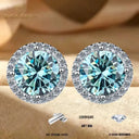 Moissanite Earrings in Sterling Silver Round