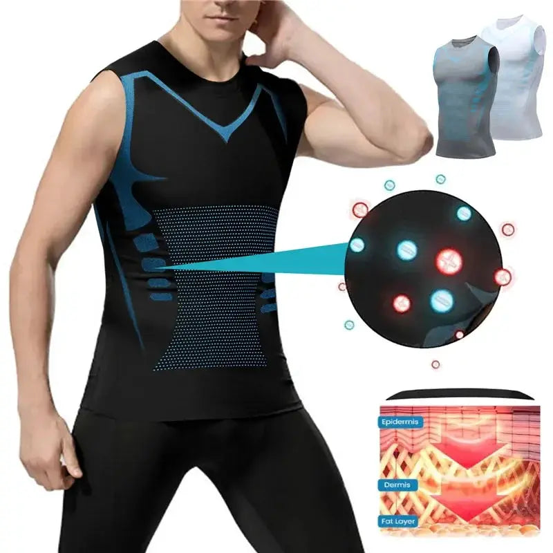 Mens Ionic Shaping Vest Ice Silk Slimming Body Shaper Top