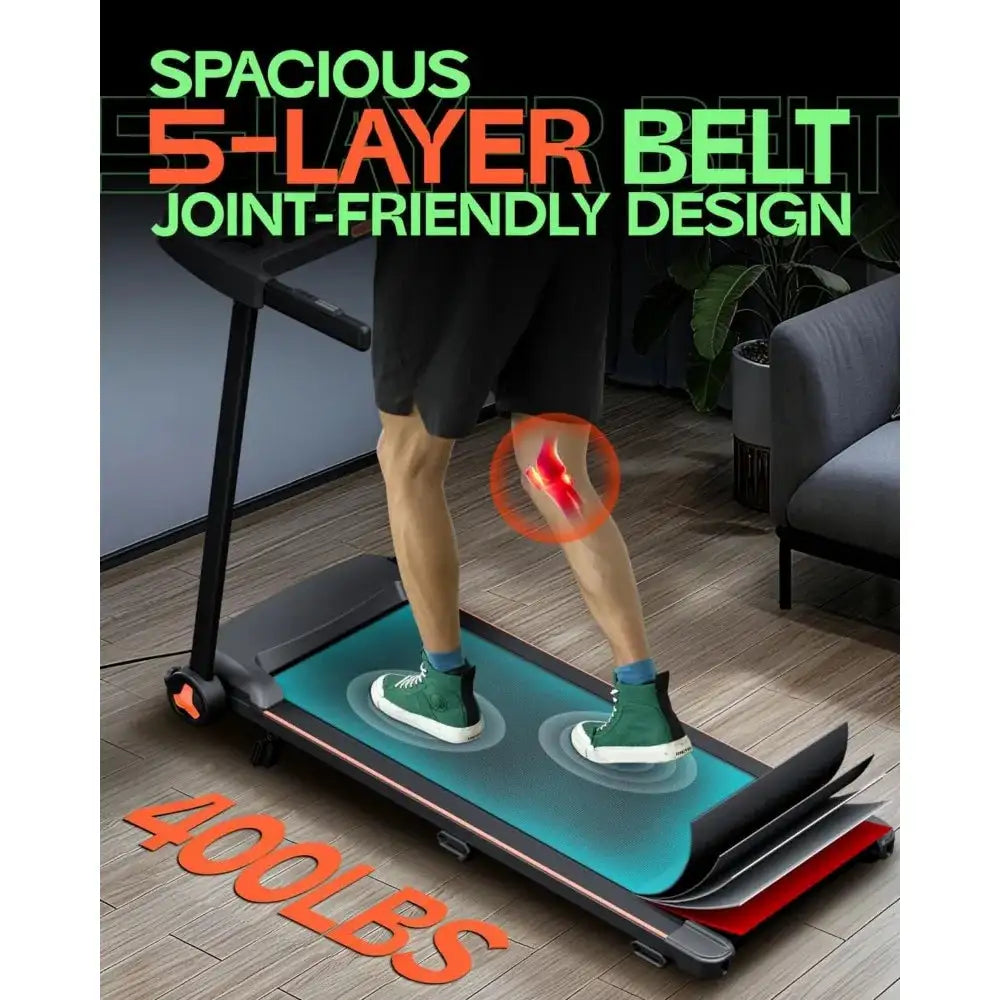 Foldable Walking Pad Treadmill: Compact, 3.5HP, 400lbs Capacity, Portable, 12 Workouts & LED Display