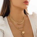 5Pc/Set Vintage Peach Love Heart Cross Jesus Pendant Choker Necklace