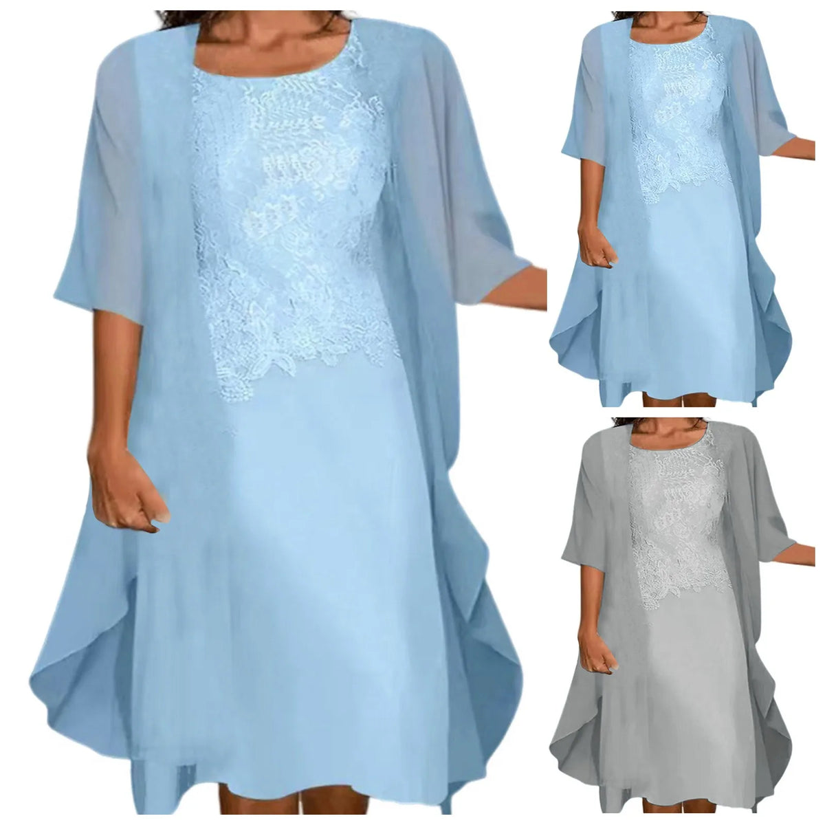 Lace Chiffon Dress Ensemble