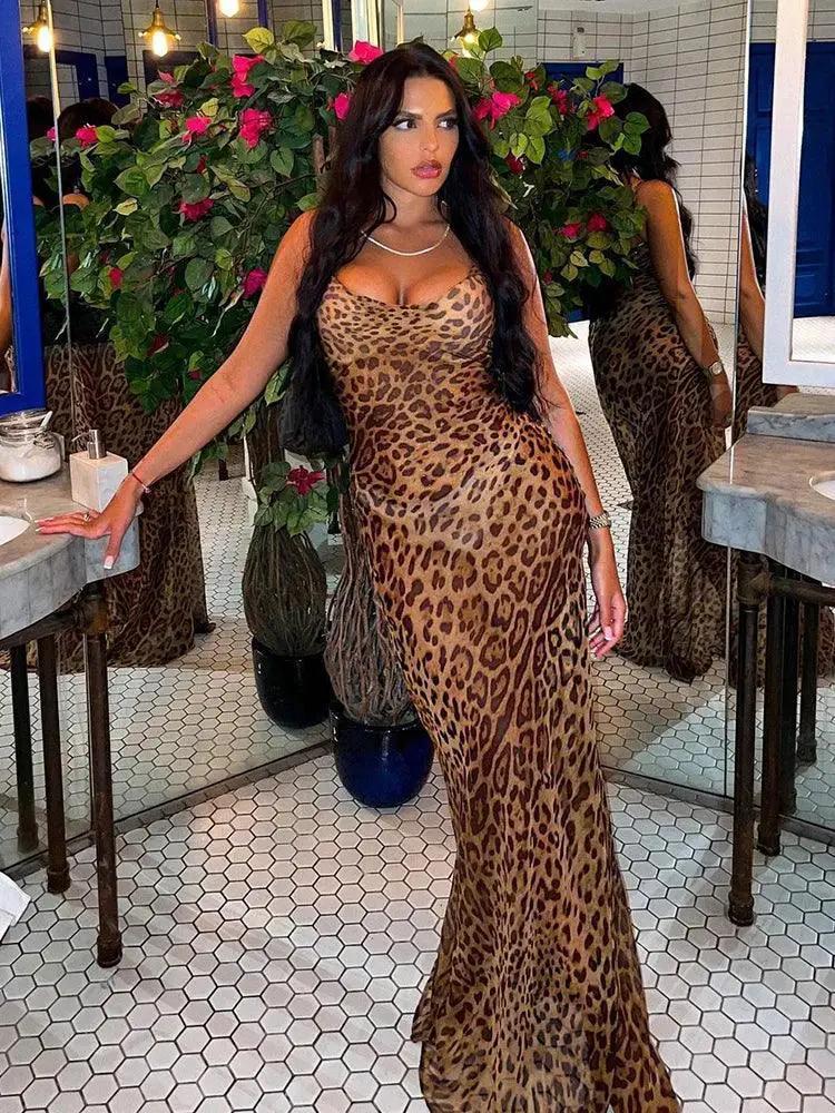 Julissa Mo Leopard Print V Neck Bodycon Dress Partywear