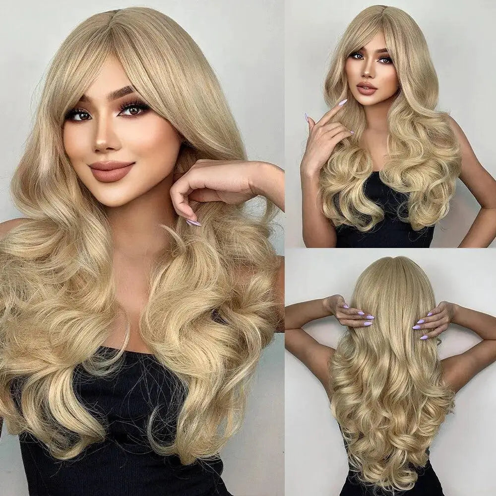 Blonde Wavy Synthetic Hair Wig For Effortless Style Comfort