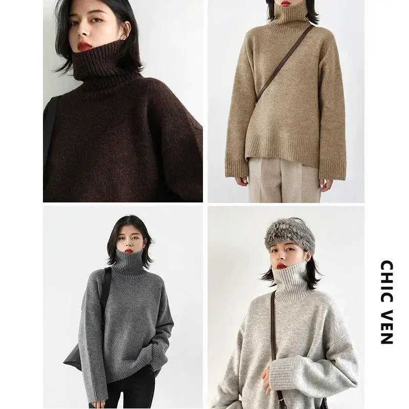 Cozy Mohair Turtleneck Sweater For Women Luxury Pullover
