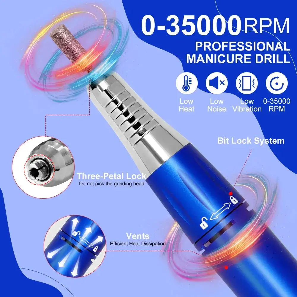Professional Portable Electric Nail Drill Machine 35000RPM