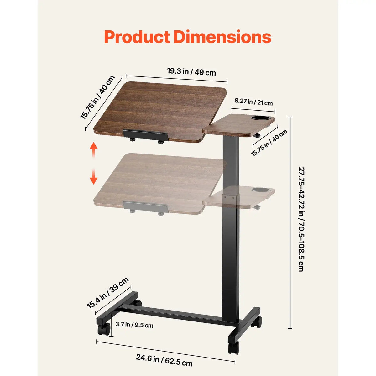 Adjustable Overbed Table With Rolling Casters — product image 3