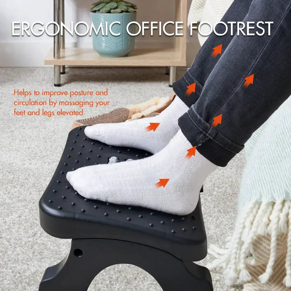 Ergonomic Under Desk Footrest With Massage Rollers Leg Rest - OurLum.com