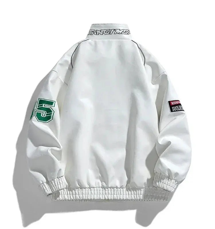 Mens PU Leather Motorcycle Jacket With Letter Embroidery
