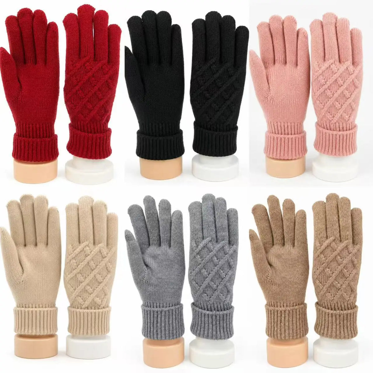 Ribbed Winter Knit Gloves