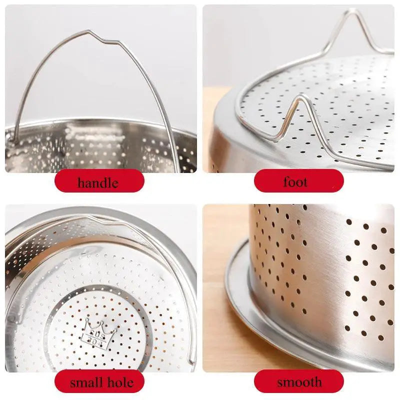 Stainless Steel Steamer Basket With Silicone Handle 44 cm