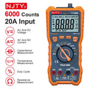 NJTY T28B Digital Multimeter 20A TRMS 6000 Counts  Voltage  Amp Resistance Diodes Continuity Duty-Cycle Capacitance Temperature