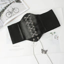 Butterfly Chain Corset Wide Belts PU Leather Slimming Girdle