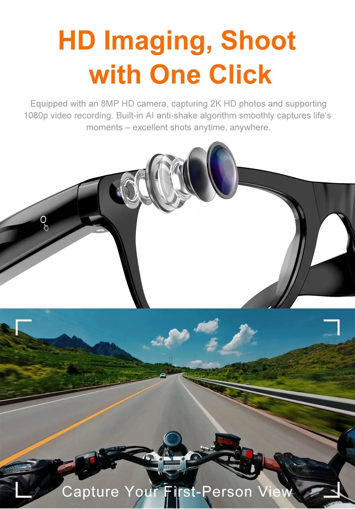 Smart Glasses AI Translation HD Camera Shooting Image Bluetooth — product view 3