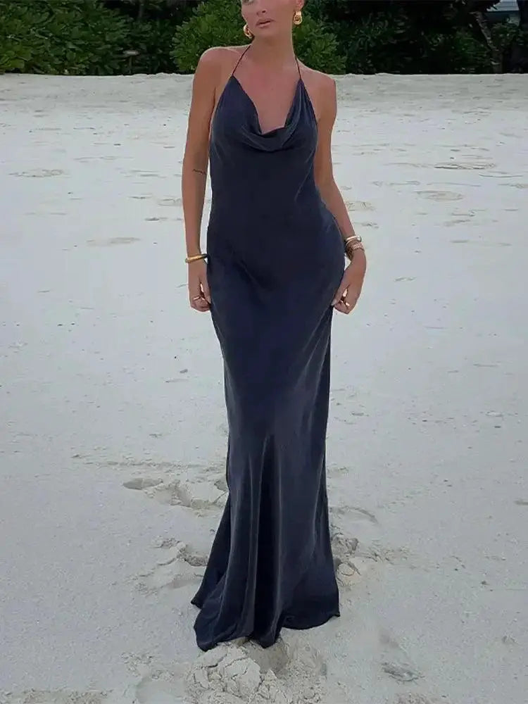 Sultry Backless Maxi Dress For Stylish Women Clubwear