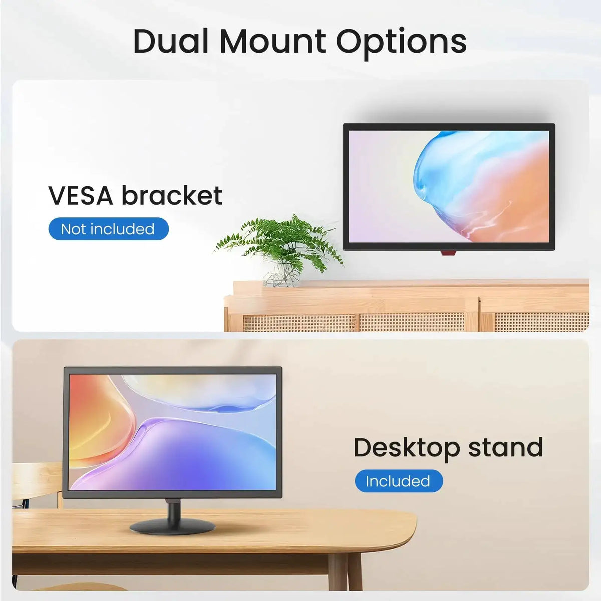 Eyoyo 21.5 Inch Desktop Monitor 1920*1080 FHD 75Hz IPS Display HDMI VGA BNC AV USB Inputs VESA Wall Mount Eye Protection Computer Screen For Office Home Surveillance