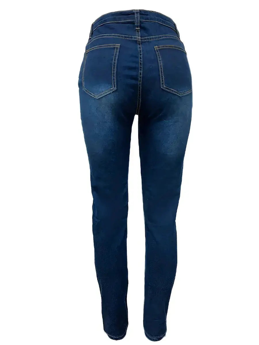 LW High Waist Stretchy Ripped Jeans Women Denim Style