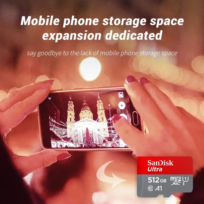 Original SanDisk A1 Micro SD Card C10 Ultra 32GB 64GB 128GB 256GB 512GB 1TB High Speed 150MB/s Memory Card MicroSDXC TF Card