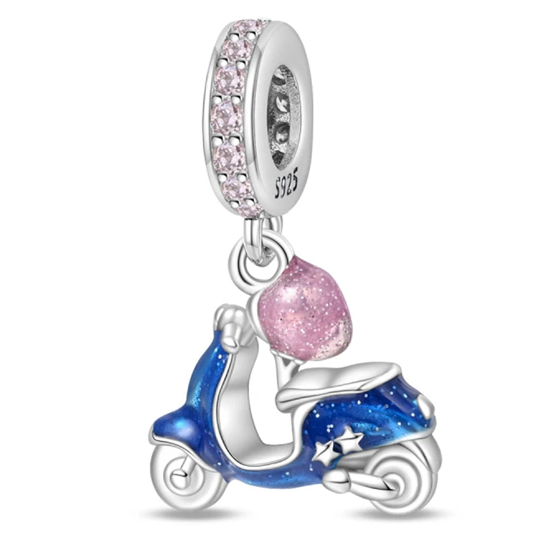 Charm Beads Sterling Silver Pink